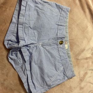 Blue and white striped shorts
